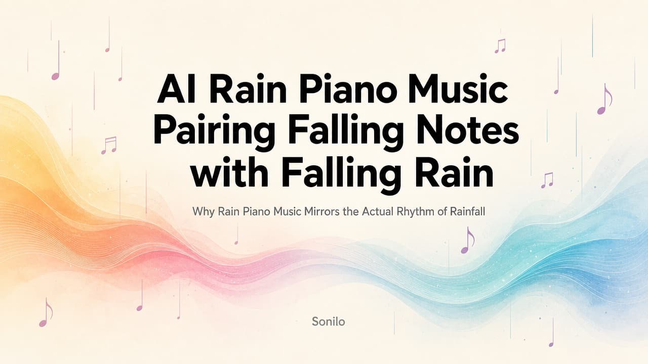 AI Rain Piano Music Pairing Falling Notes with Falling Rain cover illustration
