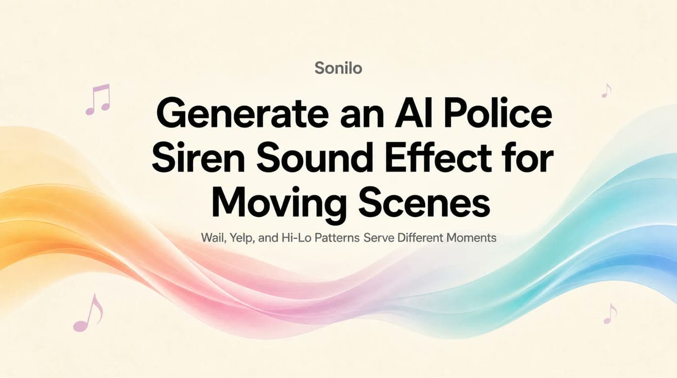 Generate an AI Police Siren Sound Effect for Moving Scenes — Sonilo cover