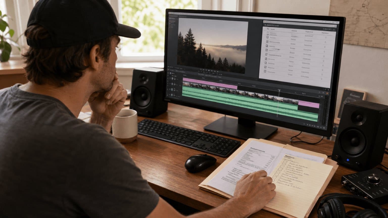 Creador revisa línea de tiempo, licencia y checklist antes de subir un video