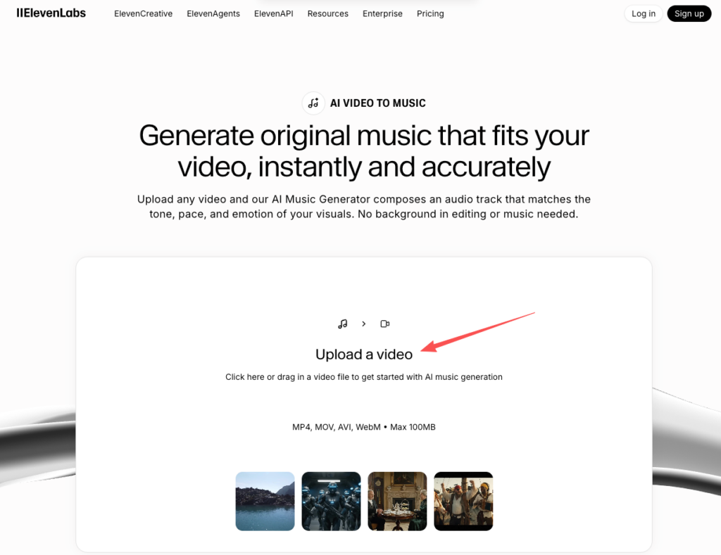 ElevenLabs AI video to music generator, an alternative to using suno for video soundtrack.
