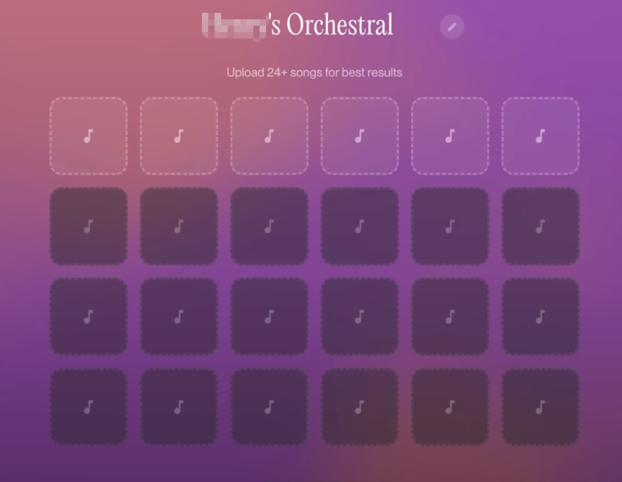 Batch upload interface allowing suno v5.5 video creators to train custom orchestral styles with 24 or more songs.