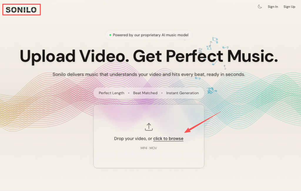 Sonilo provides instant music generation from uploaded videos, making it a perfect Suno v5.5 alternative for editors.