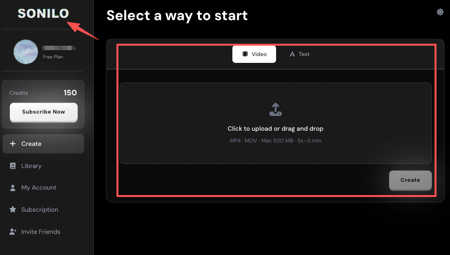 Upload video directly to generate beat-matched tracks using Sonilo, an excellent Suno v5.5 alternative for creators.