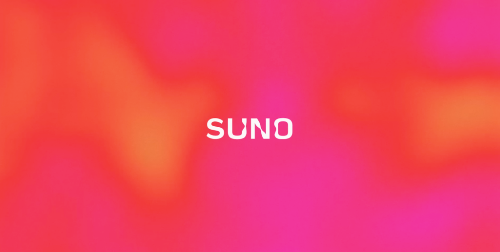 Official Suno AI music generator logo on a pink background for our lyria 3 pro vs suno review.